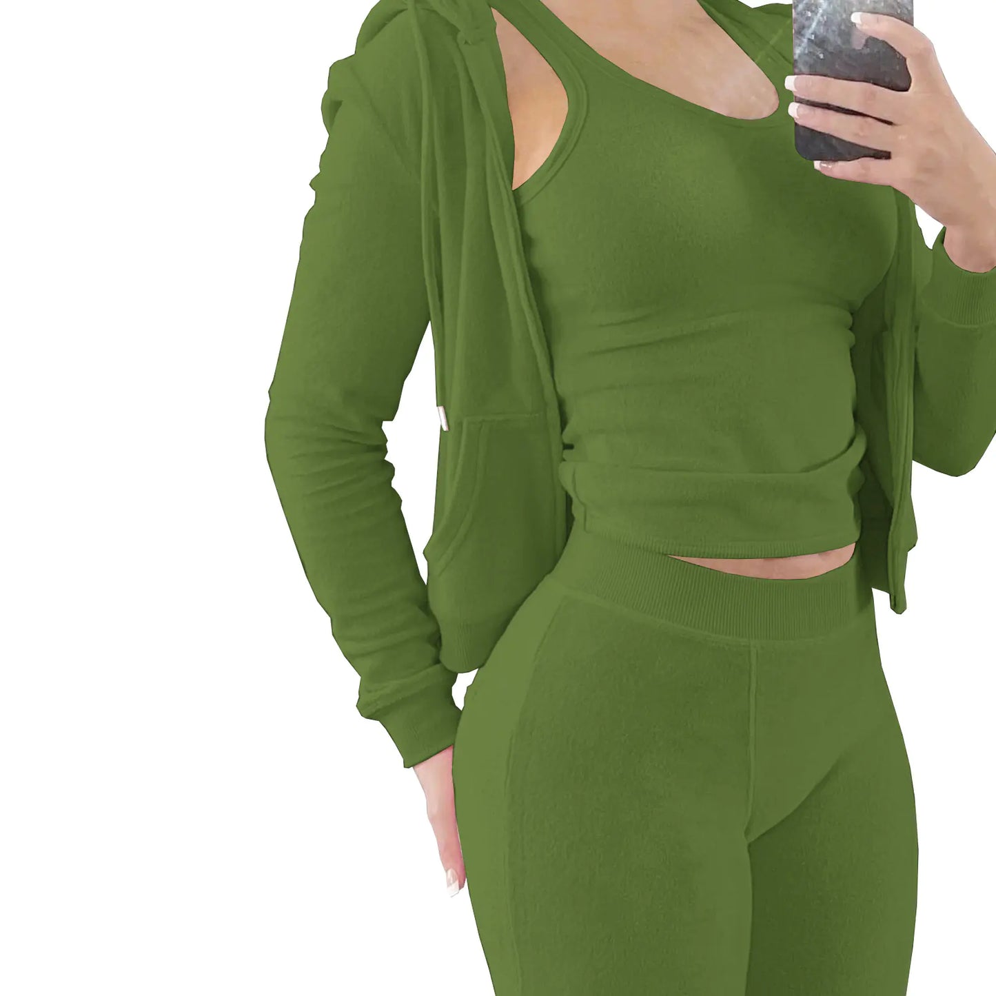 HR8235 Women's Autumn Winter Hooded Vest Set