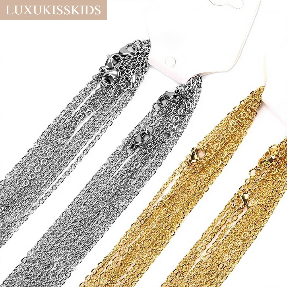 LUXUKISSKIDS Stainless Steel Chains DIY Jewelry Making O-Chain Necklace 10pcs/Lots 1.5/2MM Woman Accessories Choker 18K Golden