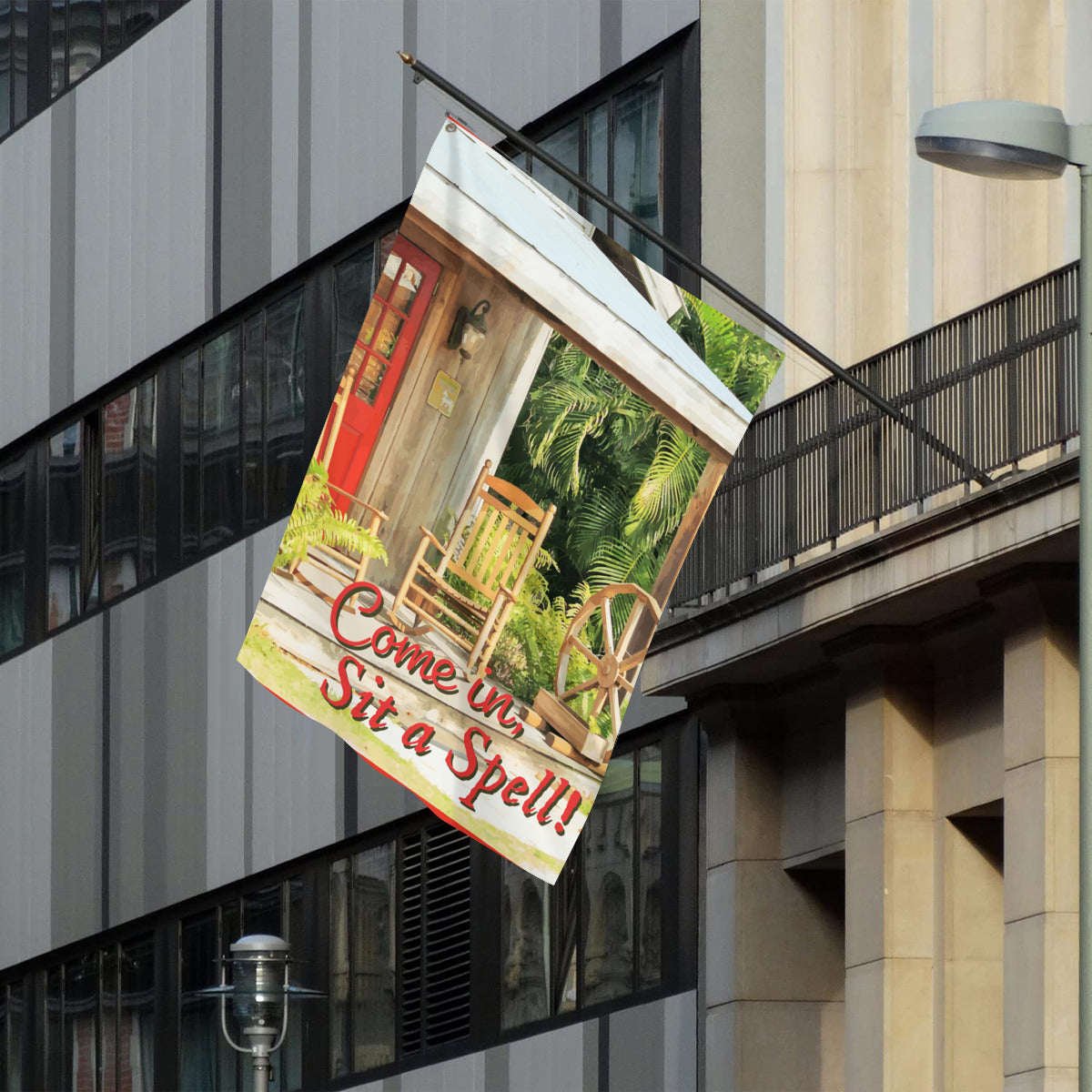 Come In Sit a Spell Front Porch 4 x 6 feet Vertical Flag Banner