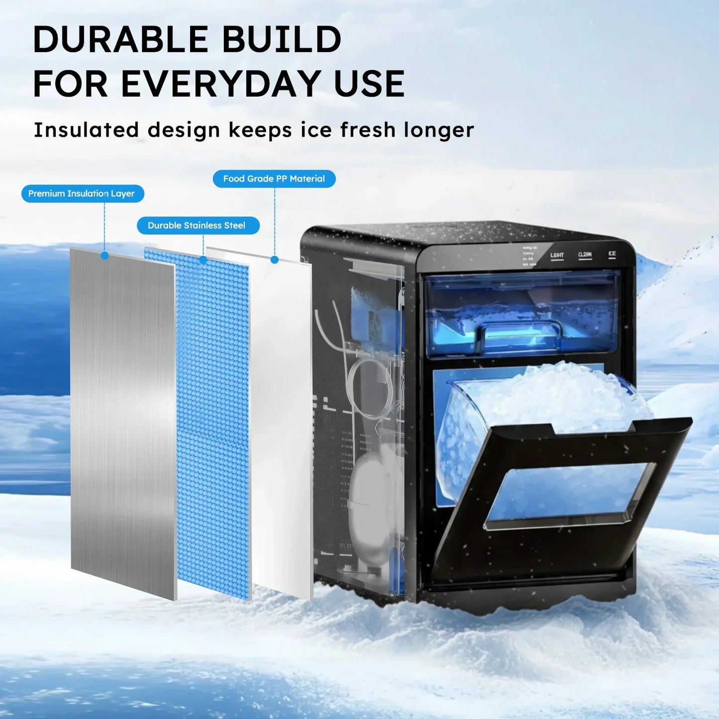 SHICUO Nugget Ice Maker Countertop 44 Lbs Per Day Self-Cleaning