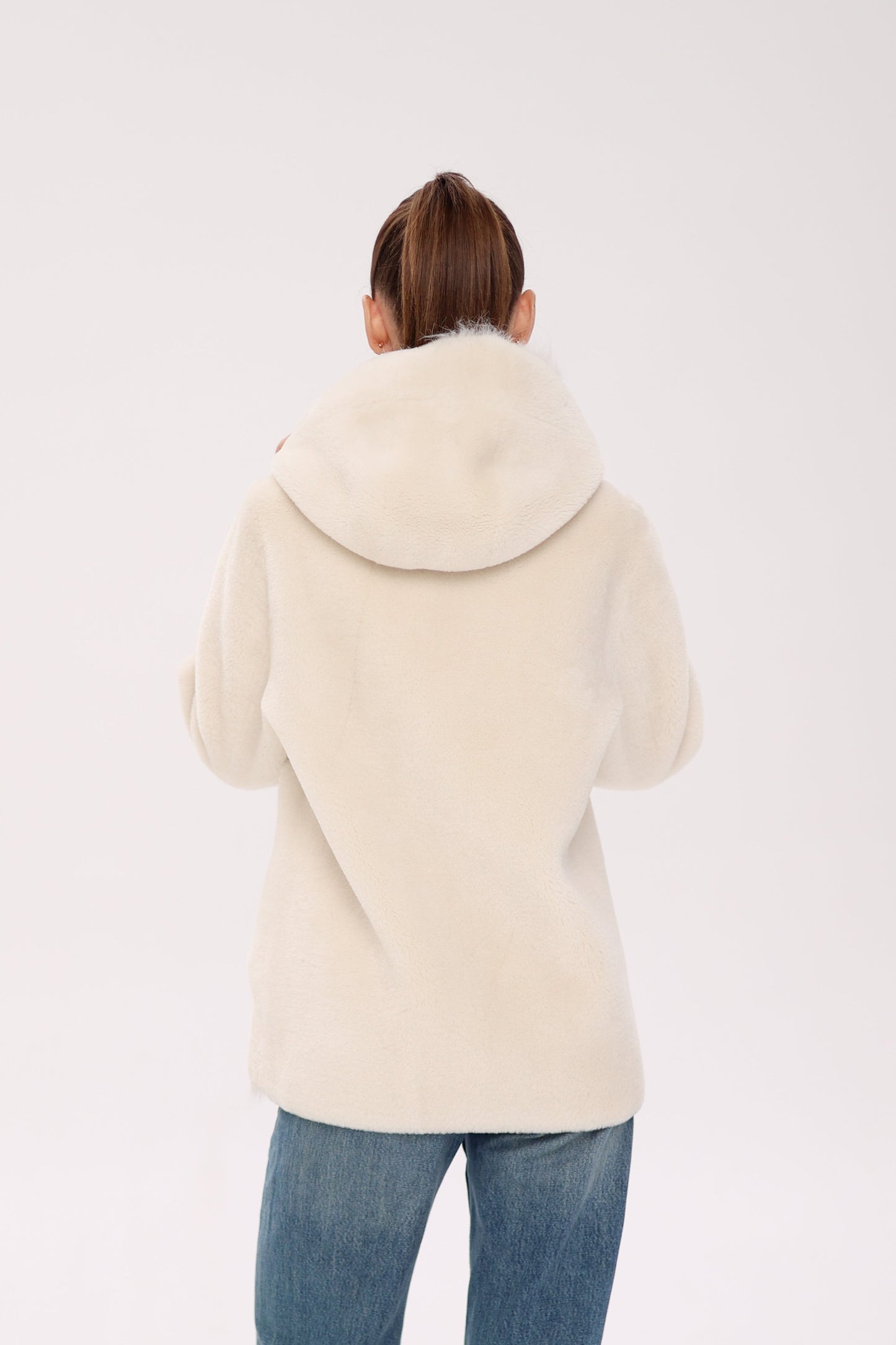 ⇆ Chaqueta Reversible con Capucha de Mezcla de Lana
