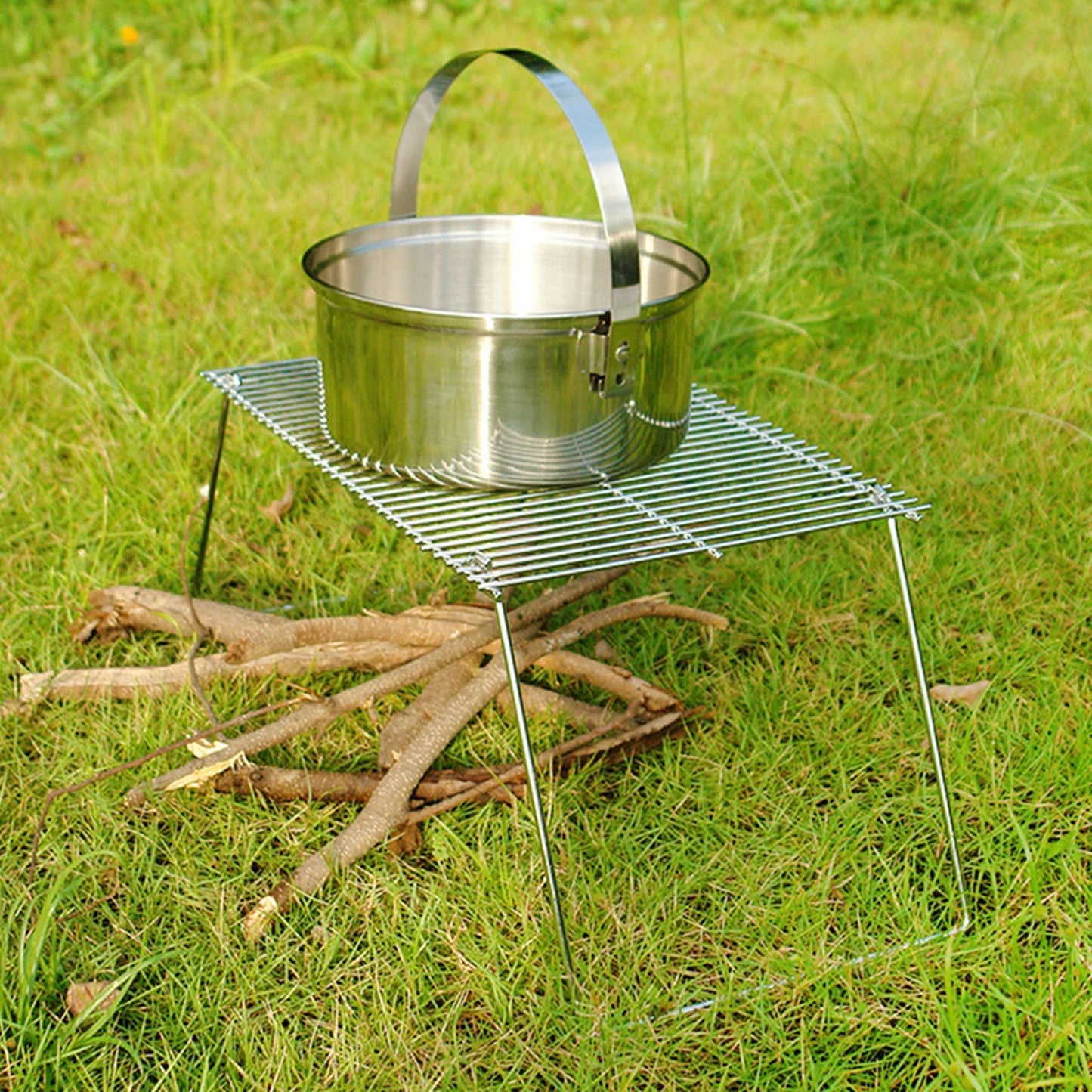 Folding Campfire Grill Baking Rack Drying Roasting Rack Multipurpose Camping Grill for Hunting Outdoor Picnics Fishing Trip