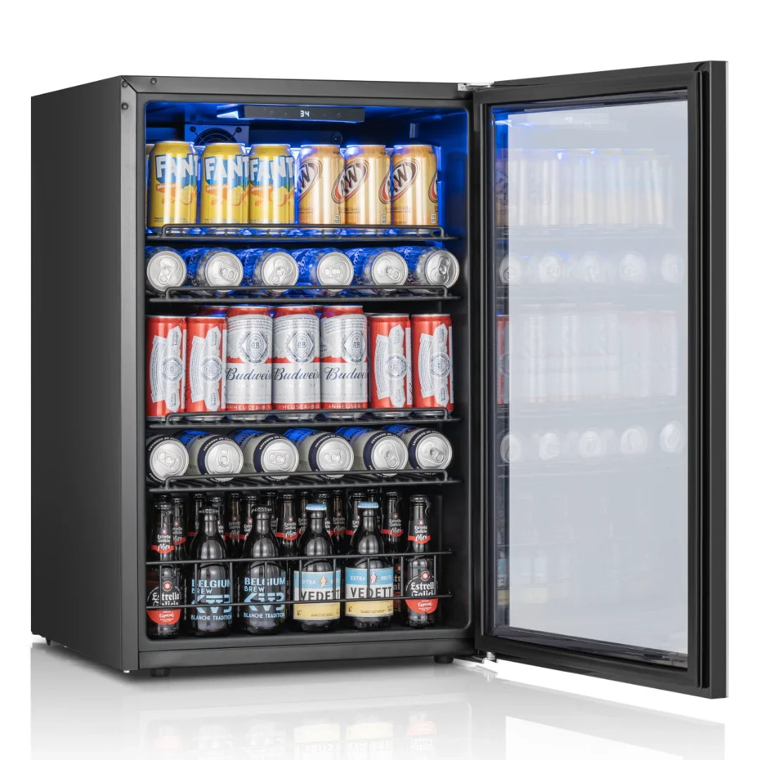 beverage cooler 3.1/3.35/4.59 cu.ft 88/95/130L Single temperature zone Direct cooling beverage/beer refrigerator Built in LED ambient-lighting light Perfect for kitchen/living room/office area/bar counter and other occasions