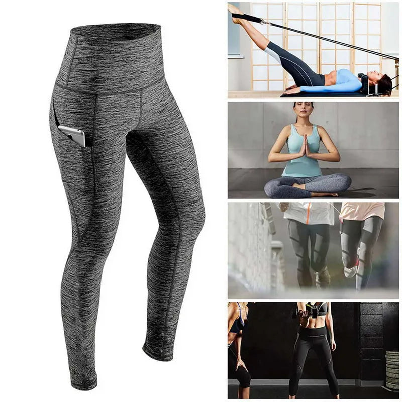 Leggings de entrenamiento elásticos de cintura alta con control de abdomen