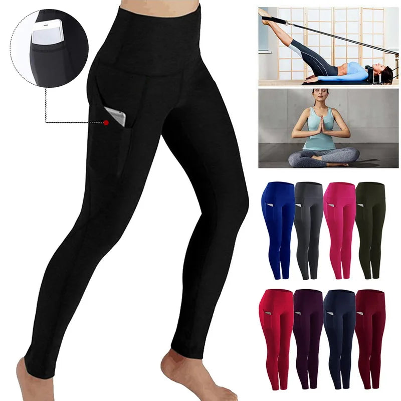 Leggings de entrenamiento elásticos de cintura alta con control de abdomen