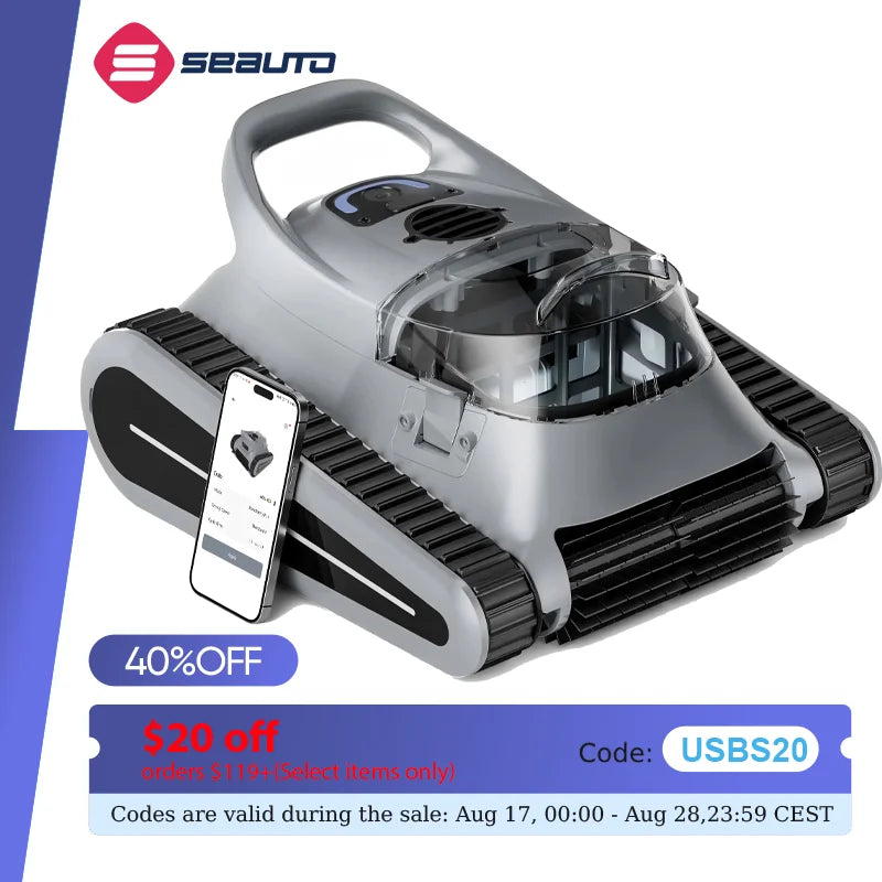 Seauto Crab Pro Cordless Robotic Cleaner, for Inground Pools Up to