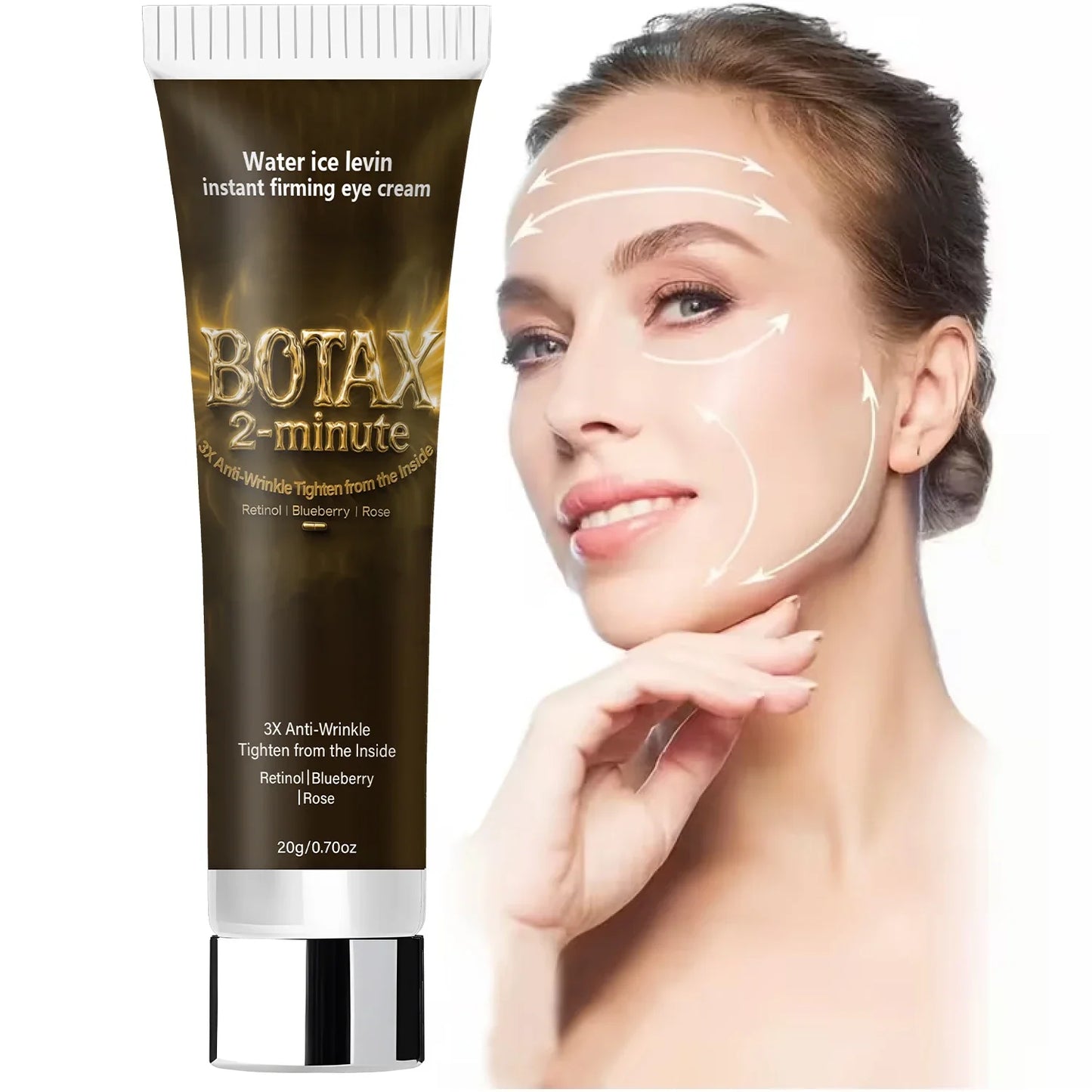 Instant Firming Eye Cream with Retinol & Hyaluronic Acid, 3X Anti-Wrinkle, Tightens from Inside, Blueberry & Rose Extract.