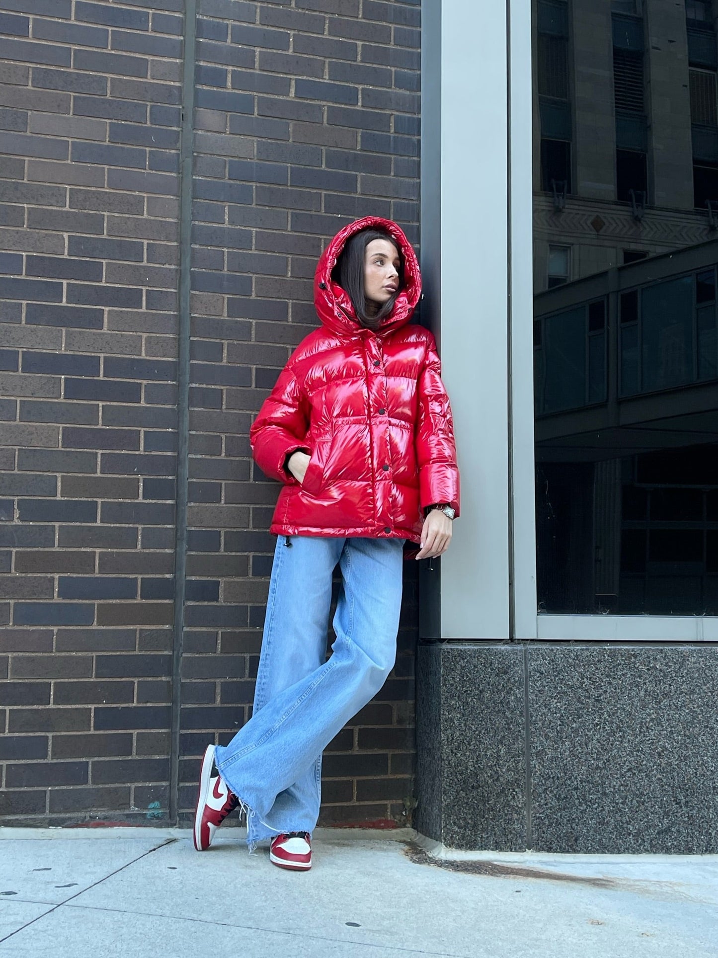 Chaqueta con capucha de plumón prémium Gia Laqué