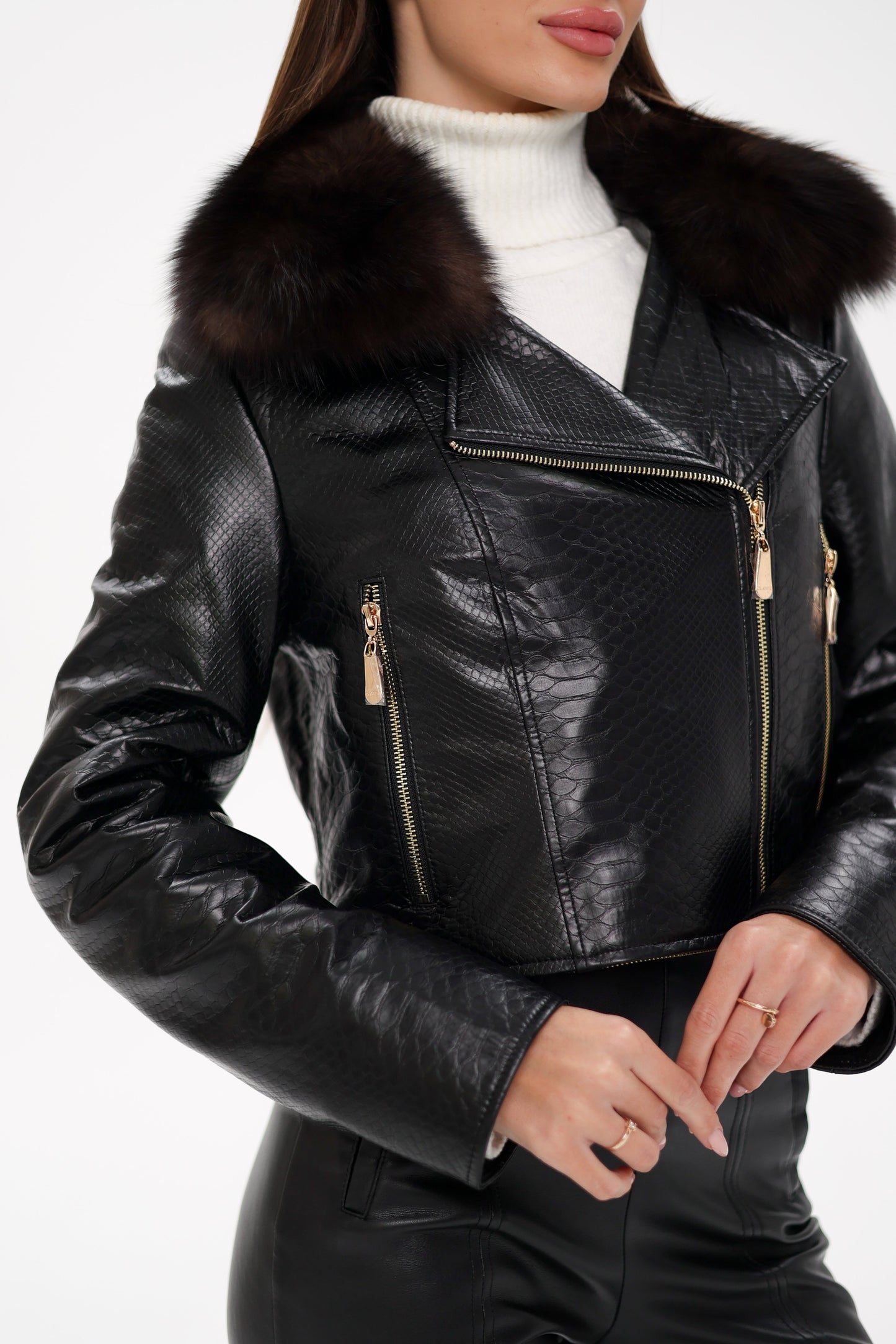 Chaqueta Transformable de Piel Auténtica de Zorro Polar Genuino