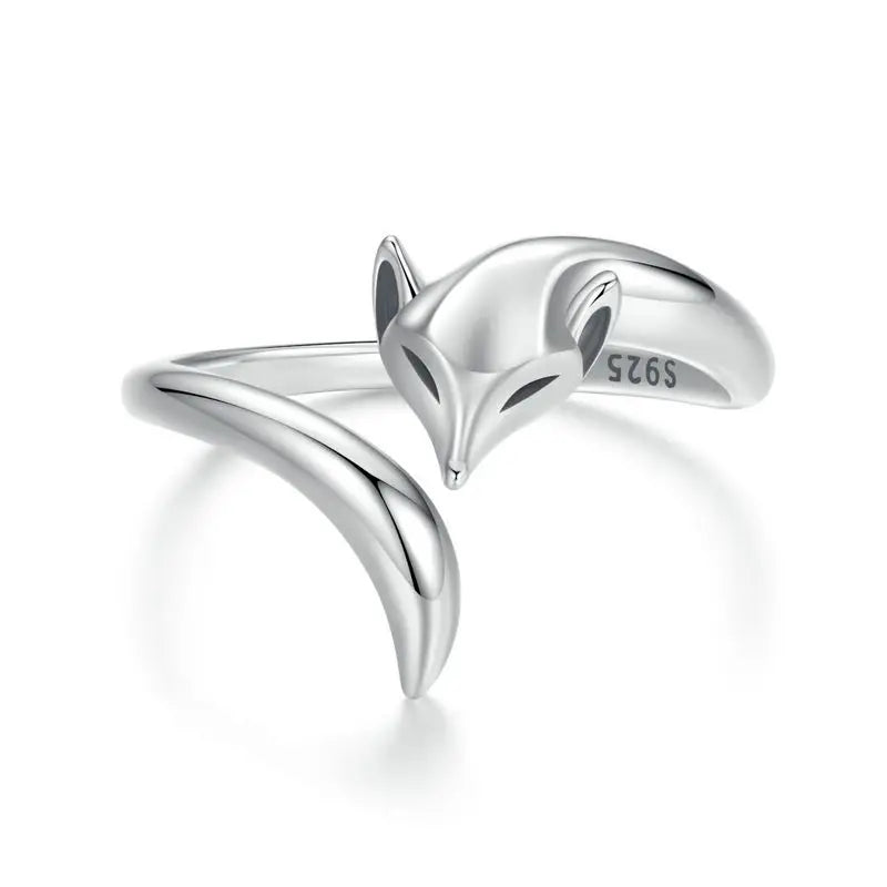 WOSTU 925 Sterling Silver Cat Pet Adjustable Rings For Women Animal Dog Open Ring Family Daughter Birthday Jewelry Girl Gift
