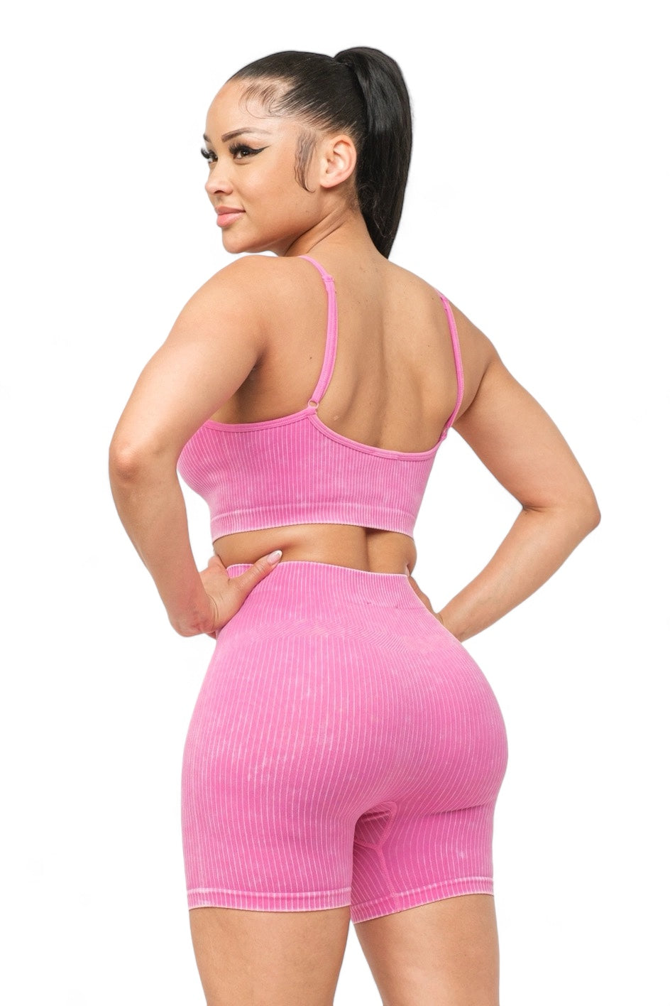 Conjunto de camiseta sin mangas y shorts básicos sin costuras lavados