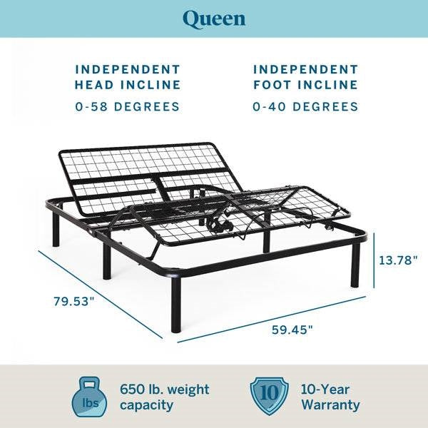 Base de cama ajustable eléctrica Queen Size para cabeza y pies con control remoto