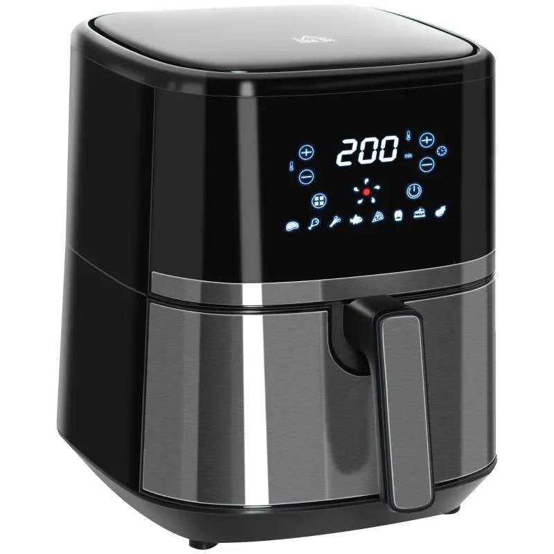 Horno Freidora de Aire Multifunción 4 en 1 Plateado/Negro 4.7 QT
