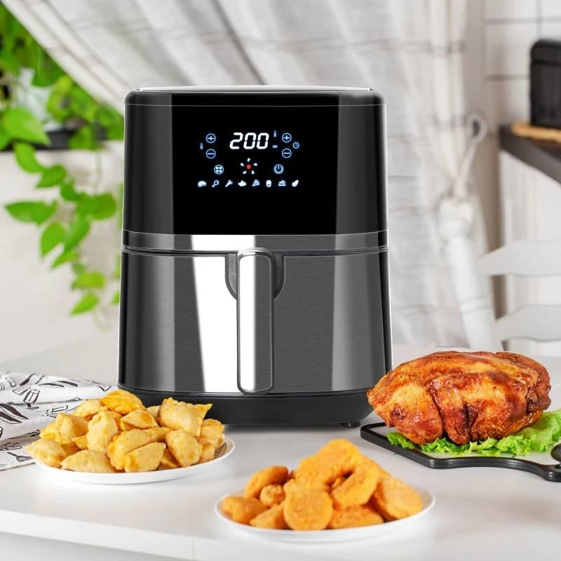 Horno Freidora de Aire Multifunción 4 en 1 Plateado/Negro 4.7 QT
