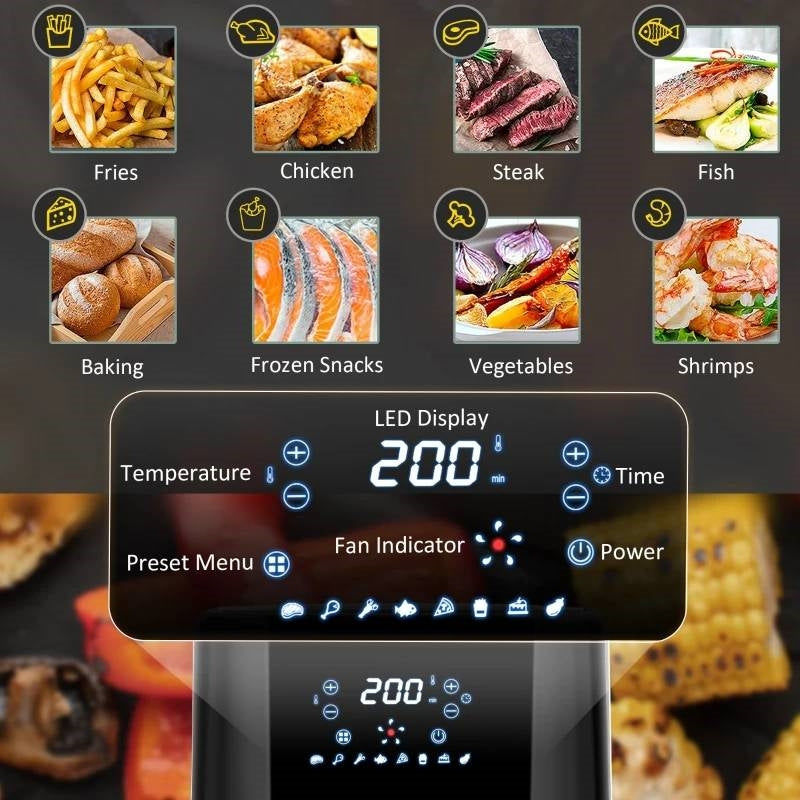 Horno Freidora de Aire Multifunción 4 en 1 Plateado/Negro 4.7 QT