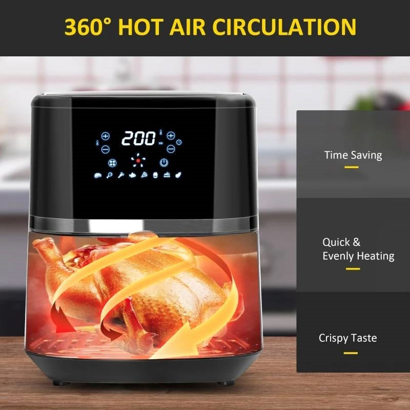 Horno Freidora de Aire Multifunción 4 en 1 Plateado/Negro 4.7 QT