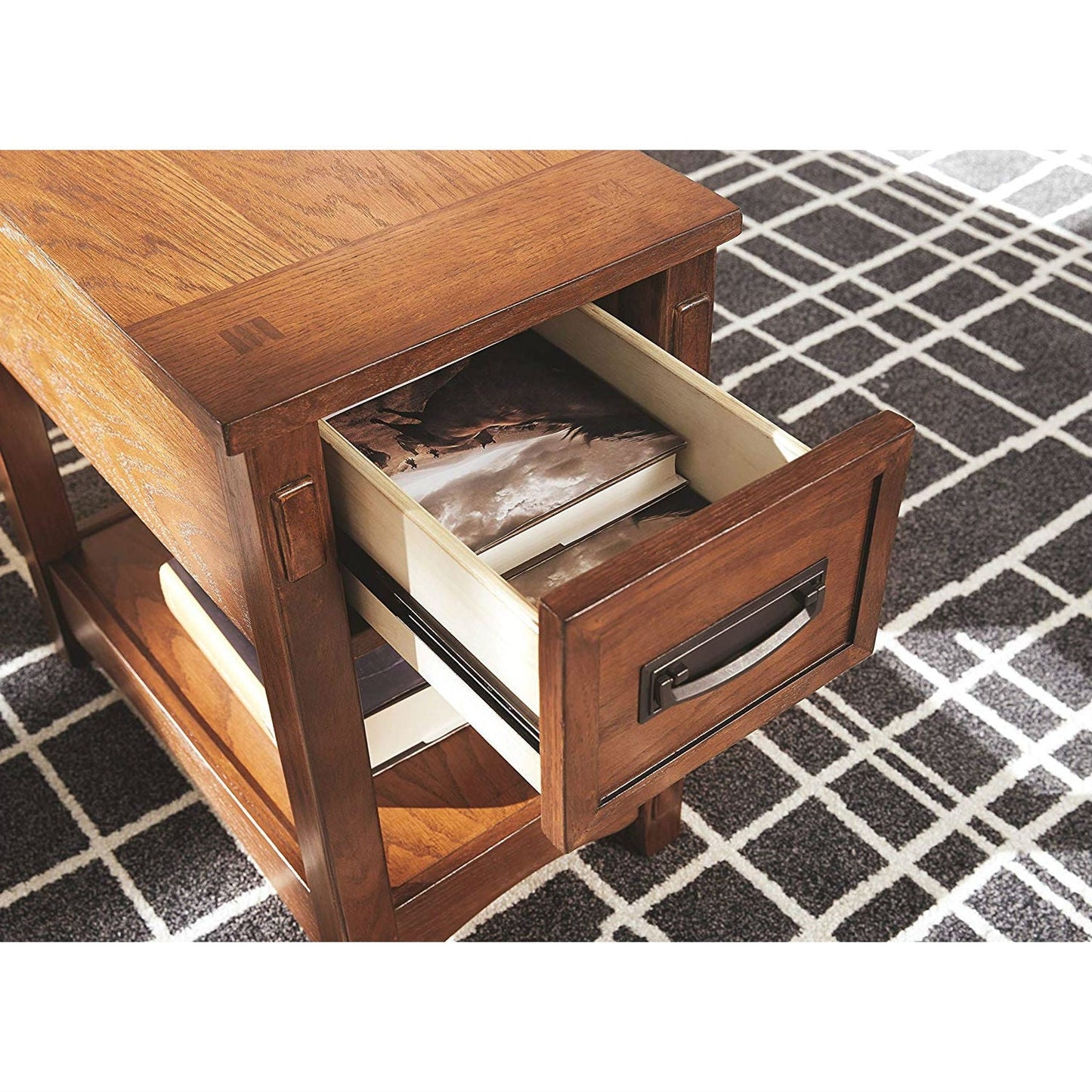 Mesa Auxiliar/de Noche Misión con 1 Cajón en Acabado de Madera Marrón