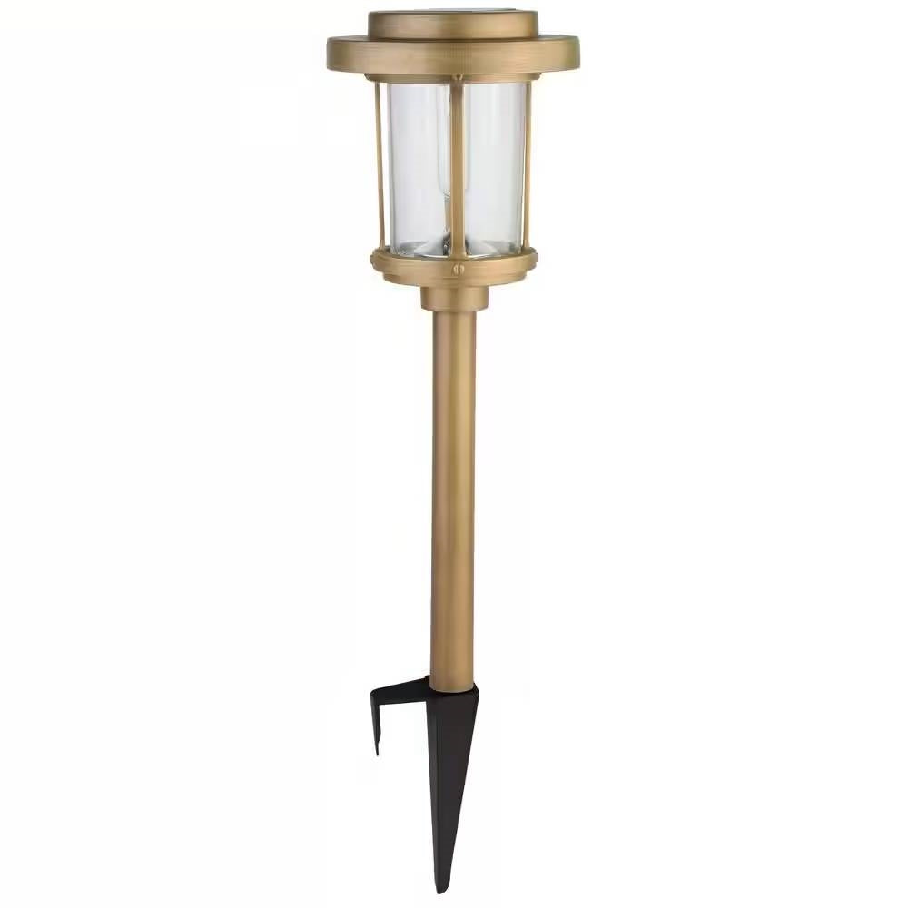 Paquete de 4 luces LED solares doradas para exteriores - Iluminación resistente a la intemperie para caminos y jardines