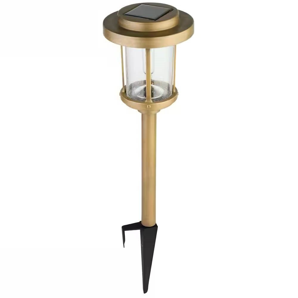 Paquete de 4 luces LED solares doradas para exteriores - Iluminación resistente a la intemperie para caminos y jardines