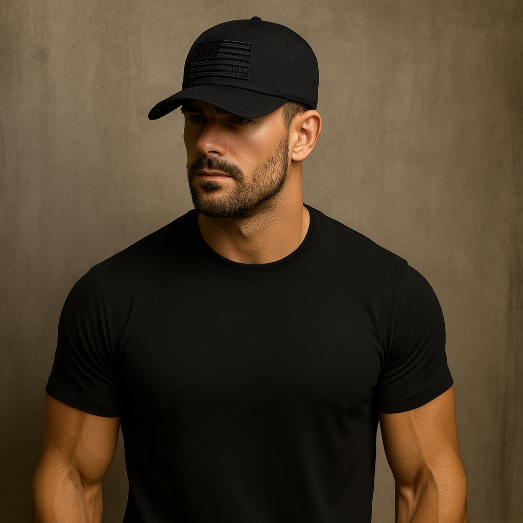 CLÁSICA - Gorra con bandera estadounidense tipo "Blackout"