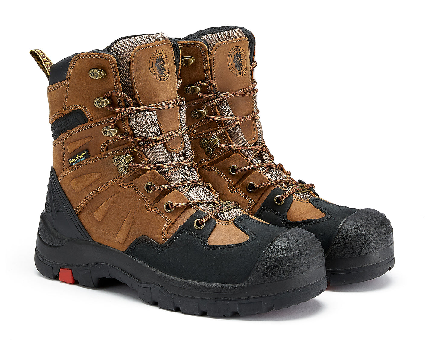 ROCKROOSTER Woodland Botas de Trabajo para Hombre de 8 Pulgadas, Marrones, Puntera de Composite, Antideslizantes, Protección contra Riesgos Eléctricos, Suela de Goma AK869