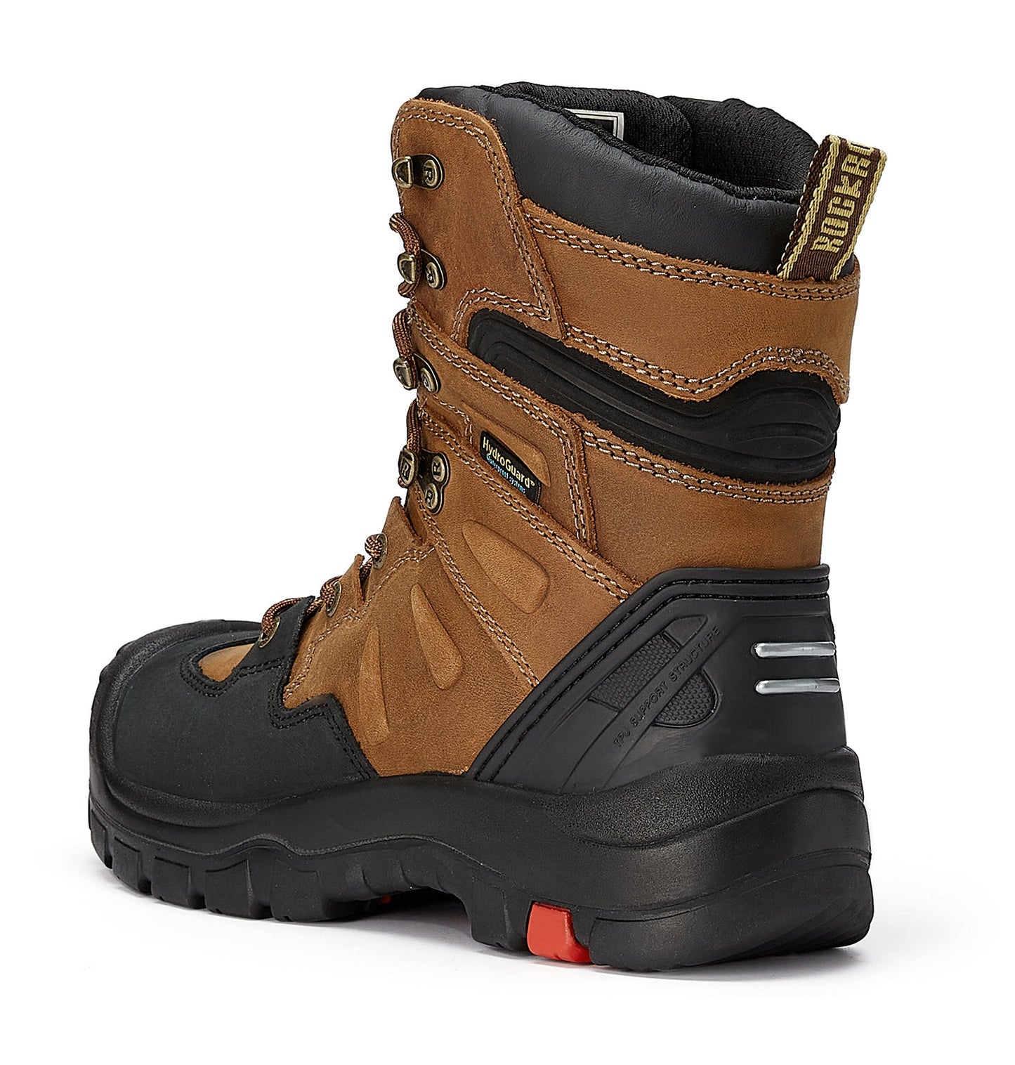 ROCKROOSTER Woodland Botas de Trabajo para Hombre de 8 Pulgadas, Marrones, Puntera de Composite, Antideslizantes, Protección contra Riesgos Eléctricos, Suela de Goma AK869
