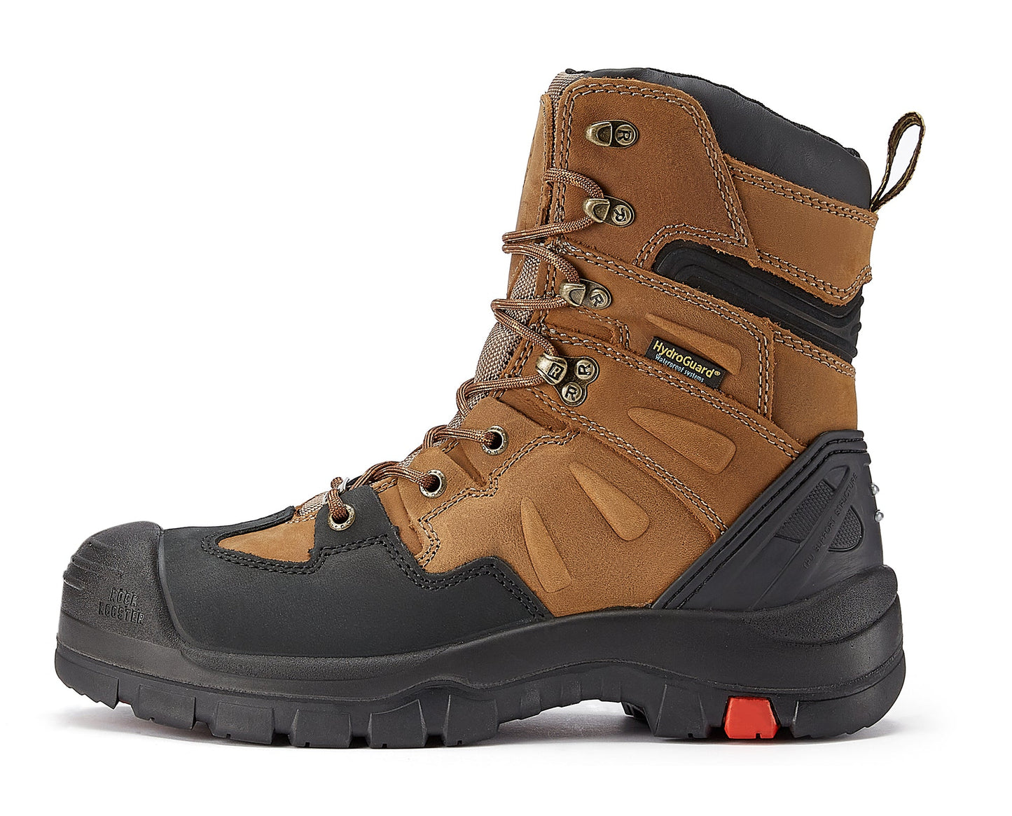 ROCKROOSTER Woodland Botas de Trabajo para Hombre de 8 Pulgadas, Marrones, Puntera de Composite, Antideslizantes, Protección contra Riesgos Eléctricos, Suela de Goma AK869
