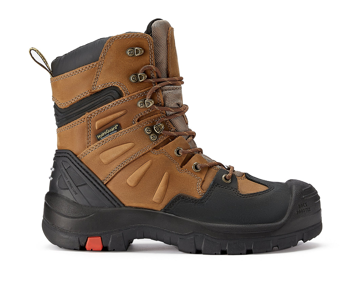 ROCKROOSTER Woodland Botas de Trabajo para Hombre de 8 Pulgadas, Marrones, Puntera de Composite, Antideslizantes, Protección contra Riesgos Eléctricos, Suela de Goma AK869