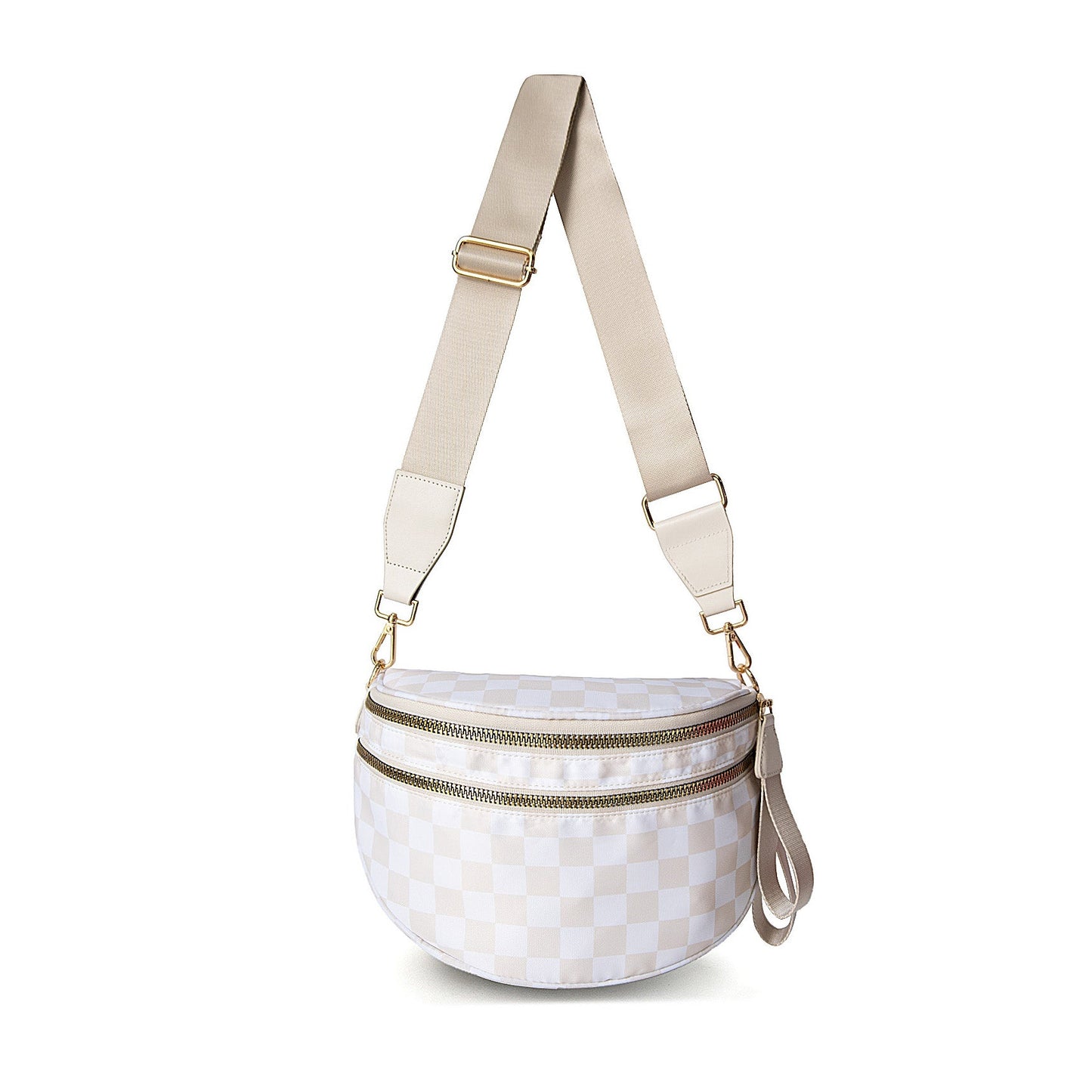 Bandolera Frankie Oversize con Doble Cremallera y Estampado Media Luna