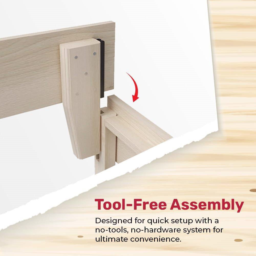Base de cama de plataforma King size de madera maciza de alta resistencia en blanco roto - Hecha en EE. UU.