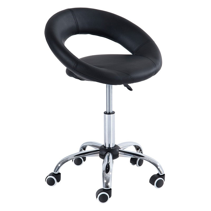 Taburete de silla de salón de masaje giratorio hidráulico ajustable de silla de montar negra