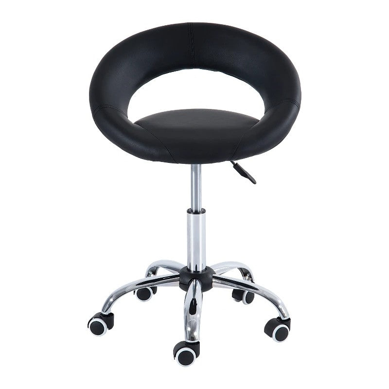 Taburete de silla de salón de masaje giratorio hidráulico ajustable de silla de montar negra