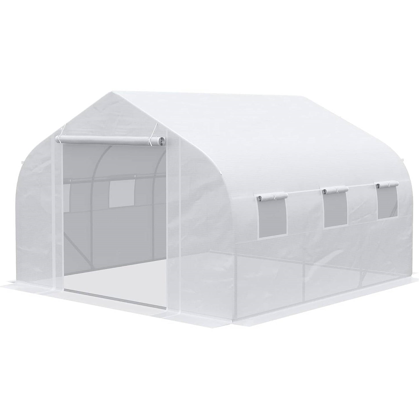 Invernadero con cubierta de PE blanco y estructura de acero de alta resistencia 3.5m x 3m x 2m