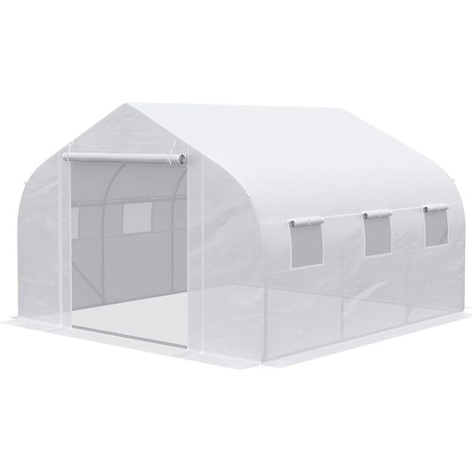 Invernadero con cubierta de PE blanco y estructura de acero de alta resistencia 3.5m x 3m x 2m