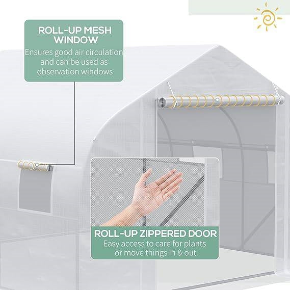 Invernadero con cubierta de PE blanco y estructura de acero de alta resistencia 3.5m x 3m x 2m