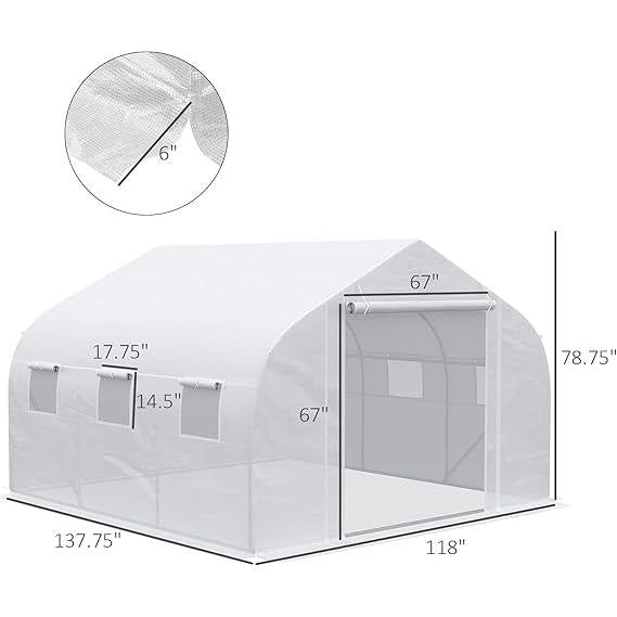 Invernadero con cubierta de PE blanco y estructura de acero de alta resistencia 3.5m x 3m x 2m