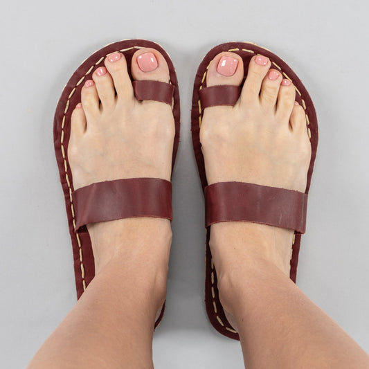 Women's Red Barefoot Thong Sandals