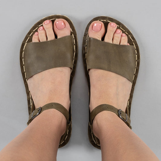 Women's Green Opened Toe Barefoot Sandals