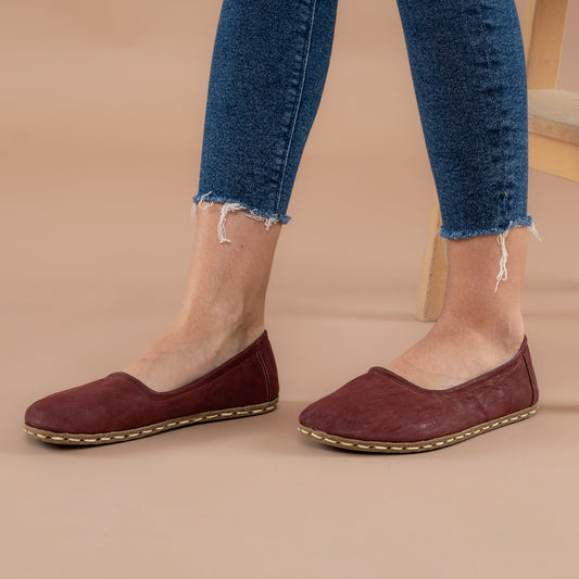 Women's Burgundy Barefoot Ballet Flats