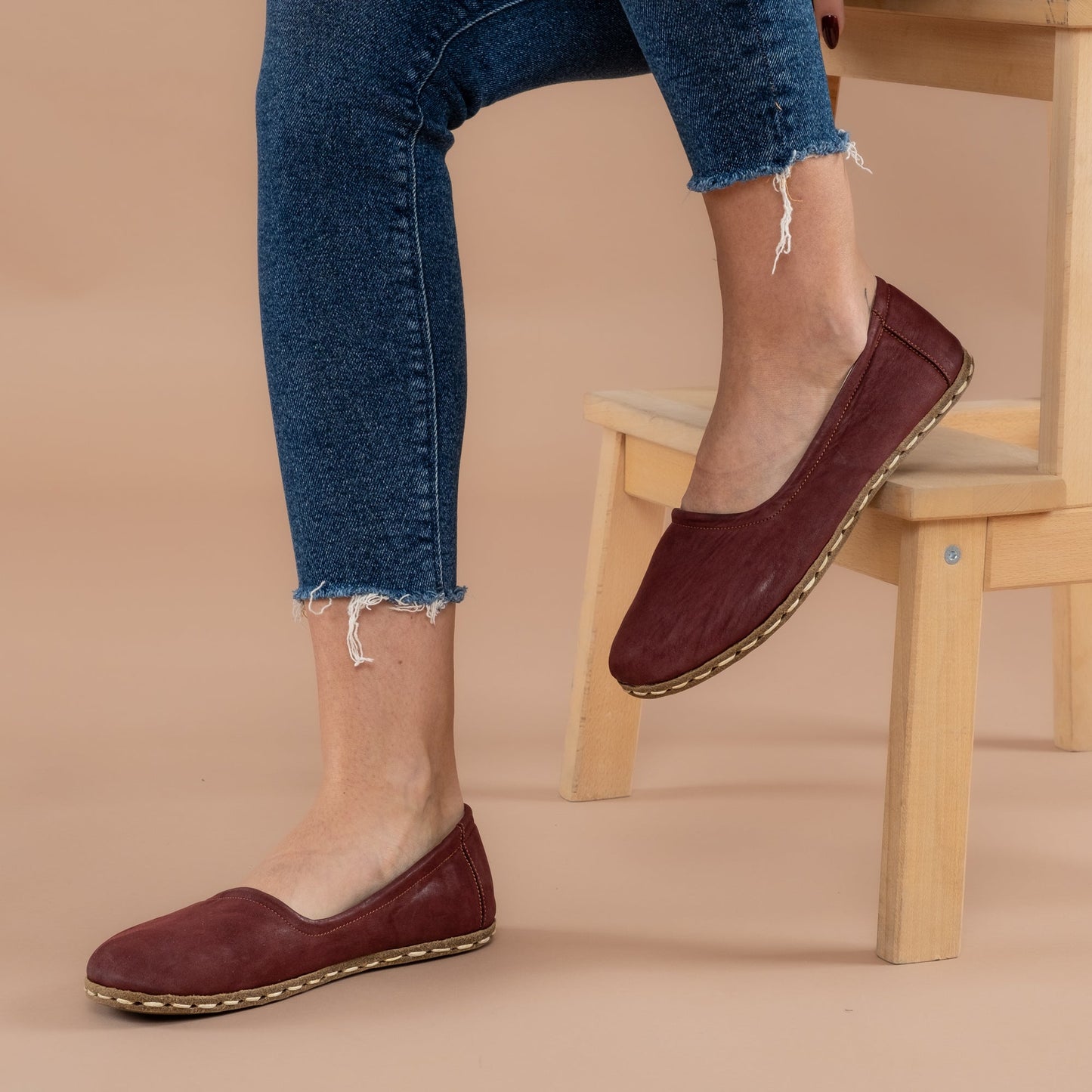 Women's Burgundy Barefoot Ballet Flats