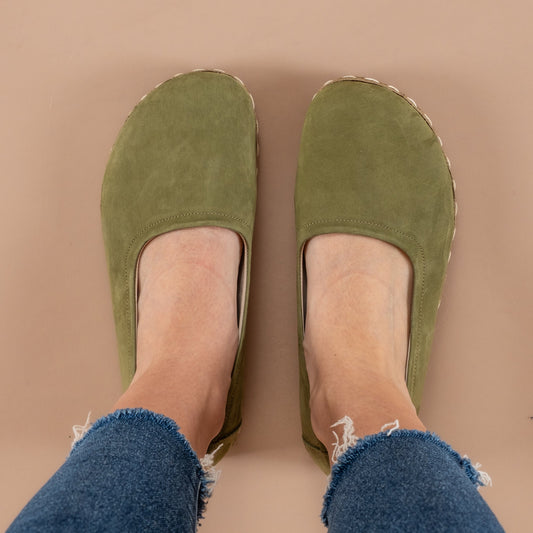 Women's Olive Green Barefoot Ballet Flats