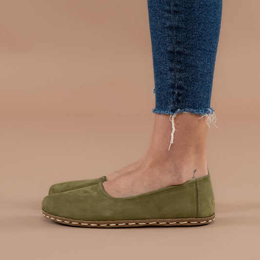 Women's Olive Green Barefoot Ballet Flats