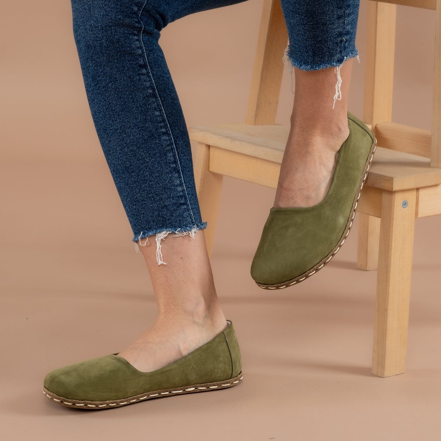 Women's Olive Green Barefoot Ballet Flats