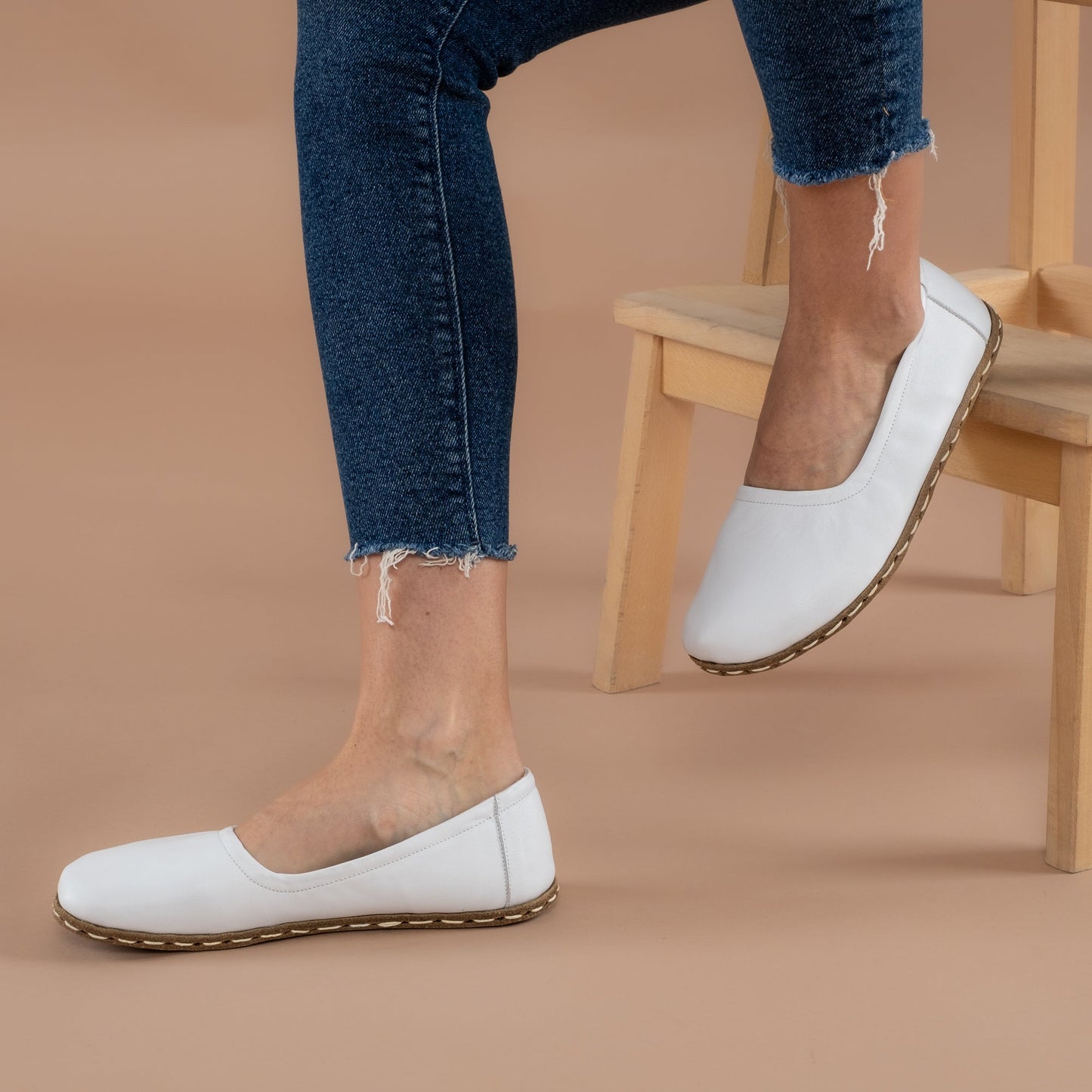 Women's White Barefoot Ballet Flats