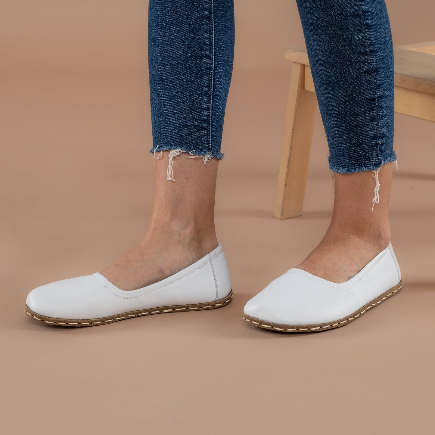 Women's White Barefoot Ballet Flats