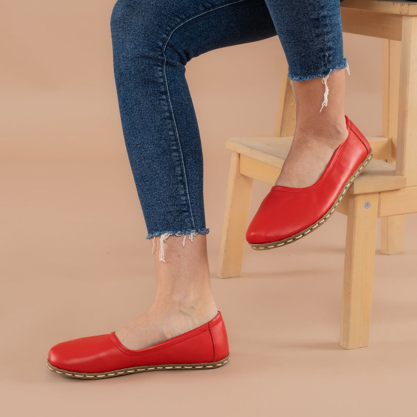 Women's Red Barefoot Ballet Flats