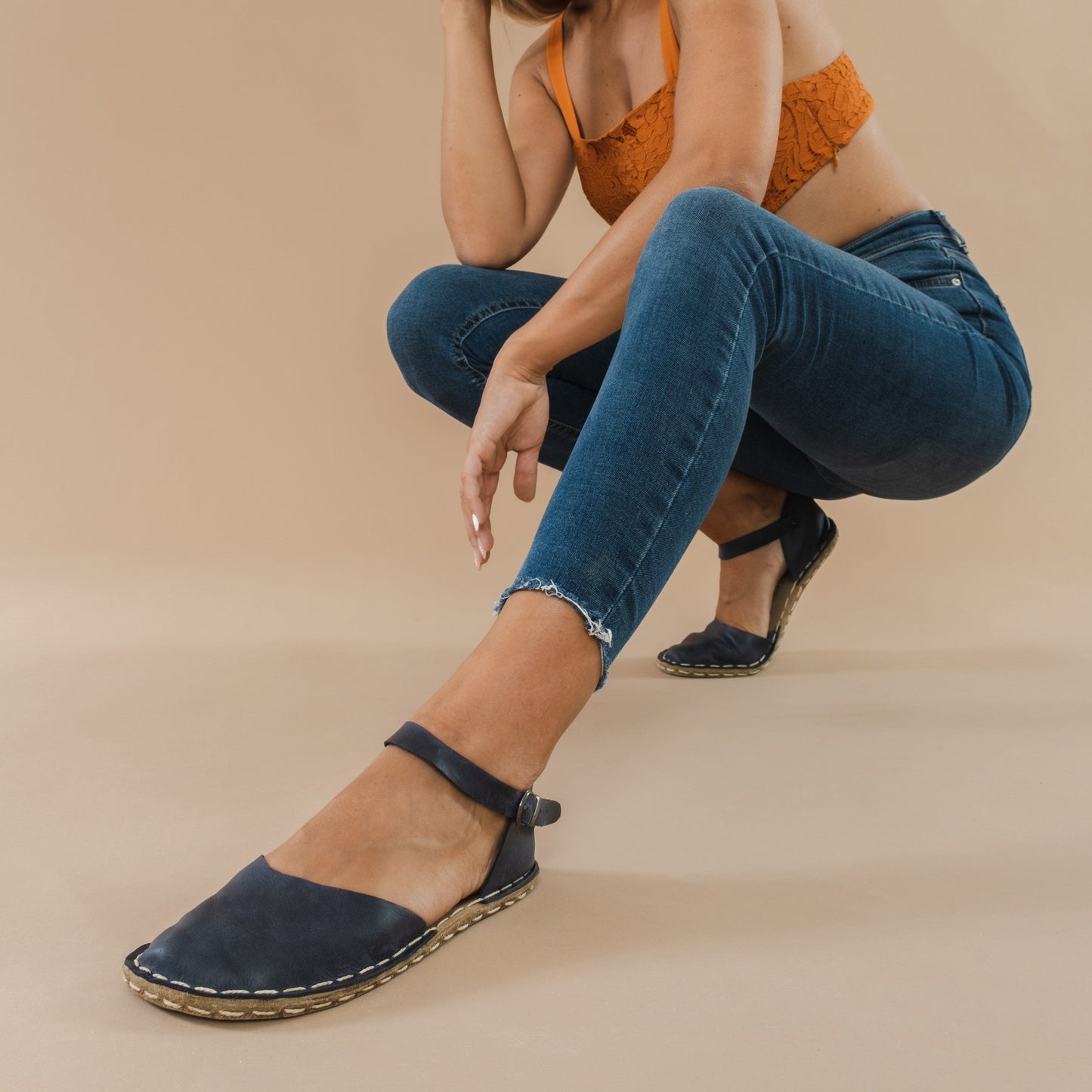 Women's Navy Barefoot Sandals