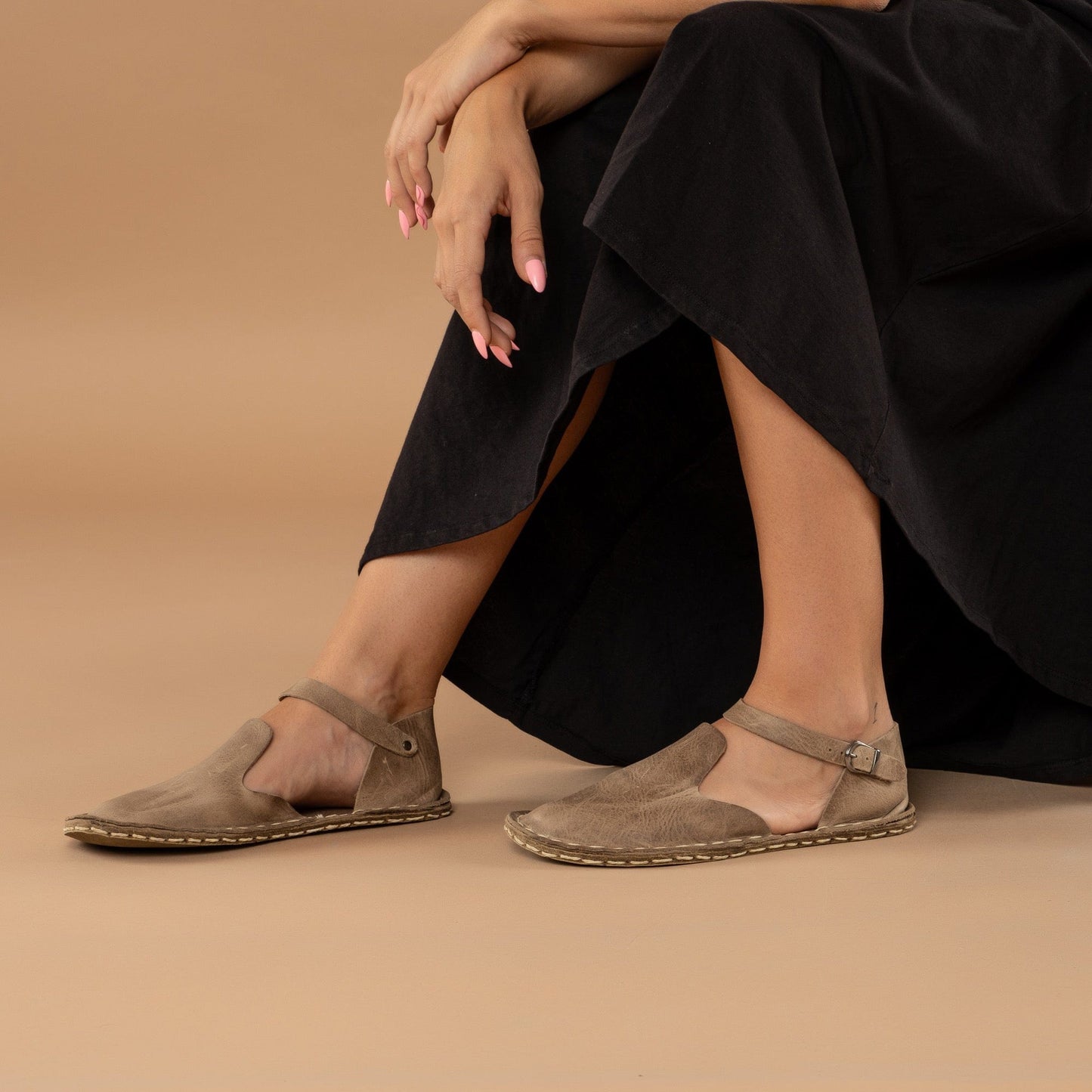 Women's Tan Closed Toe Barefoot Sandals