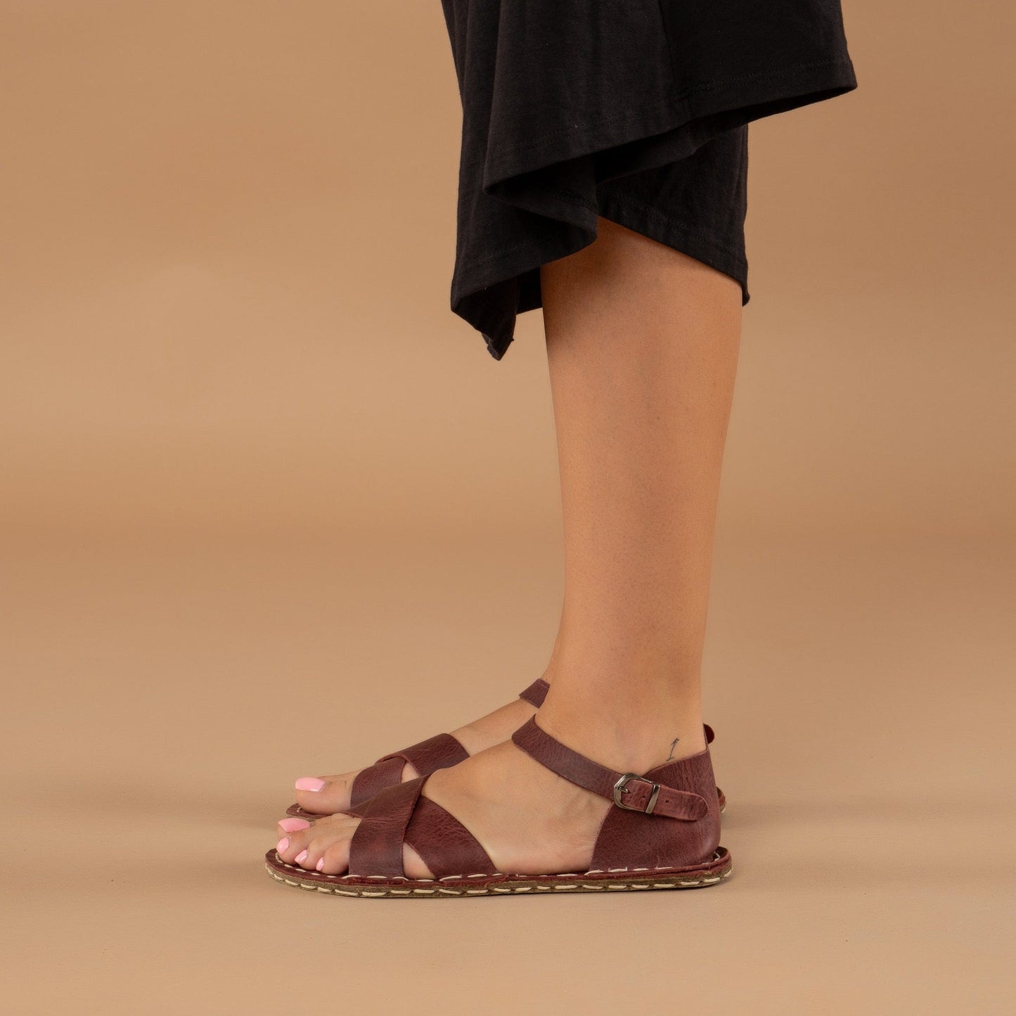 Women's Red Criss-Cross Barefoot Sandals