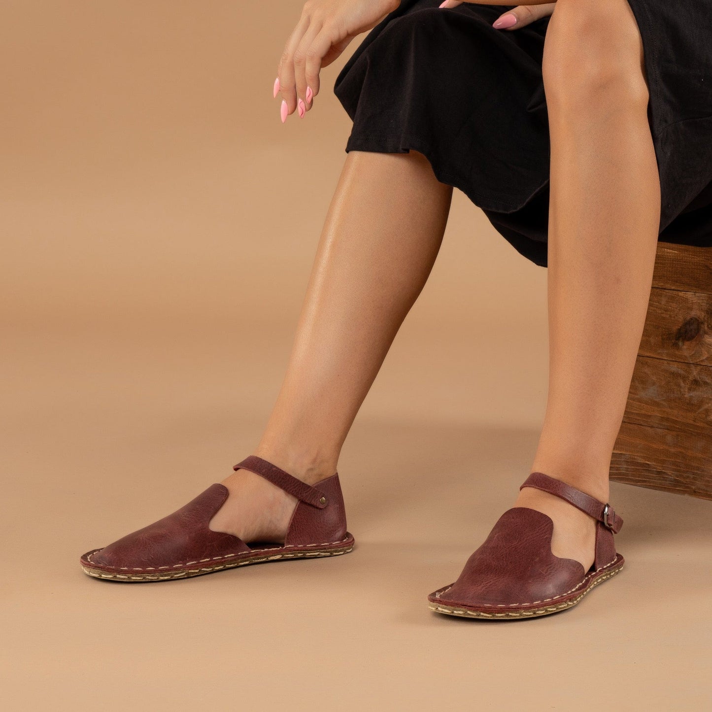 Women's Red Closed Toe Barefoot Sandals